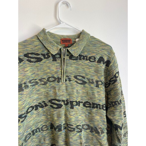 Supreme x Missoni Zip Long-Sleeve Polo 'Lime' Small - Picture 2 of 4